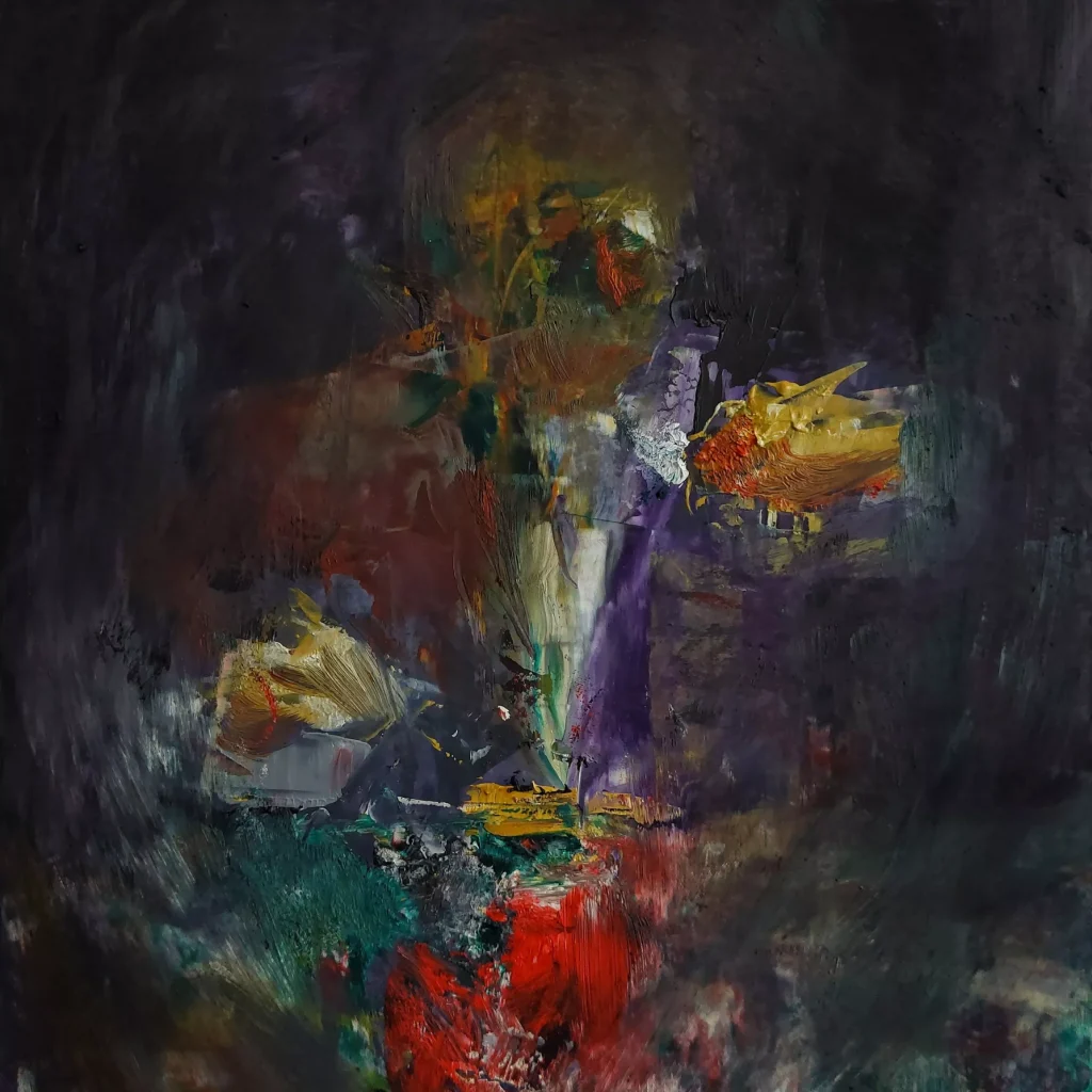 mix media on cardboard